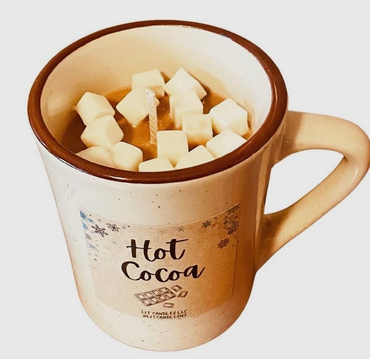 Candles, Hot Cocoa, Chocolate with Marshmallows Vegan Soy Mug Candle - 7oz