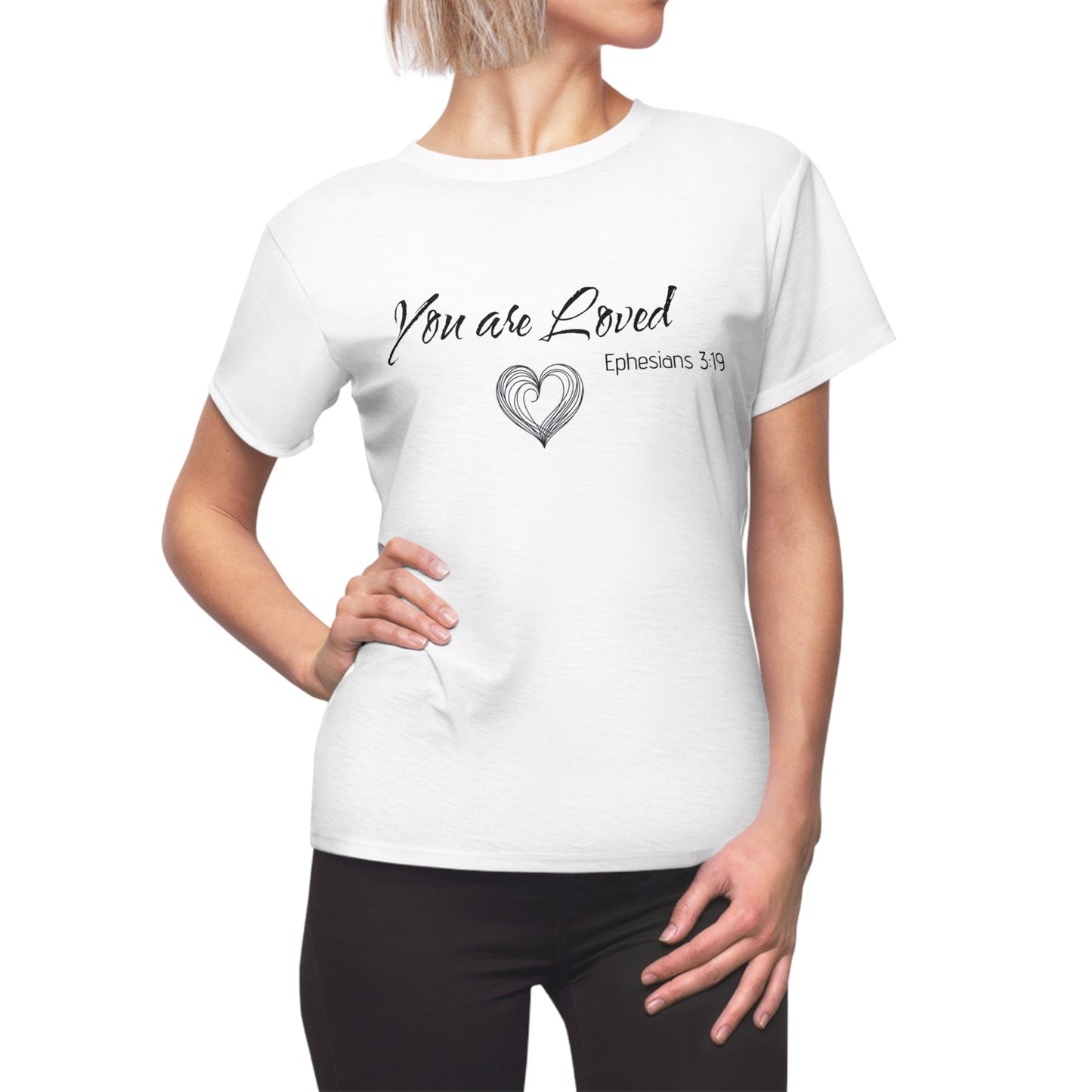 Women's Cut & Sew Tee - You Are Loved Ephesians 3:19 - Inspirational Faith Shirt