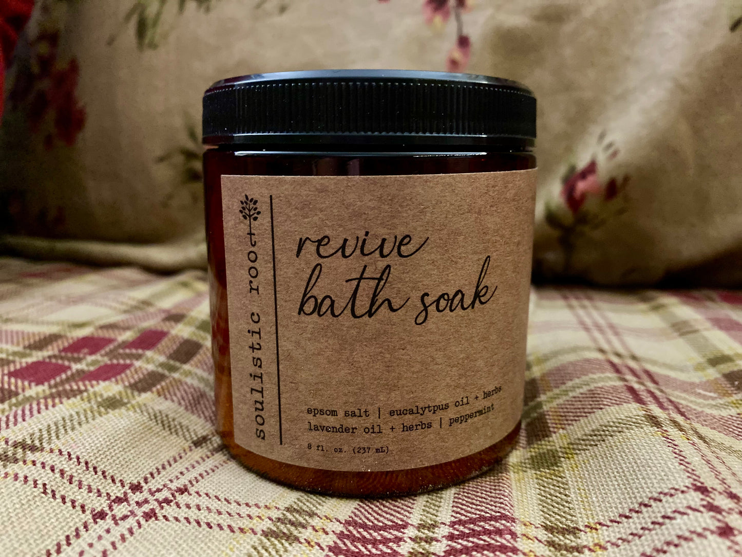 Bath Salts, Soulistic Root Herbal Bath Salts, Made with Organic Herbs & Dried Flowers - 8oz