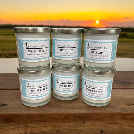 Candle, Beach Scented Soy Wax Candles- 8oz