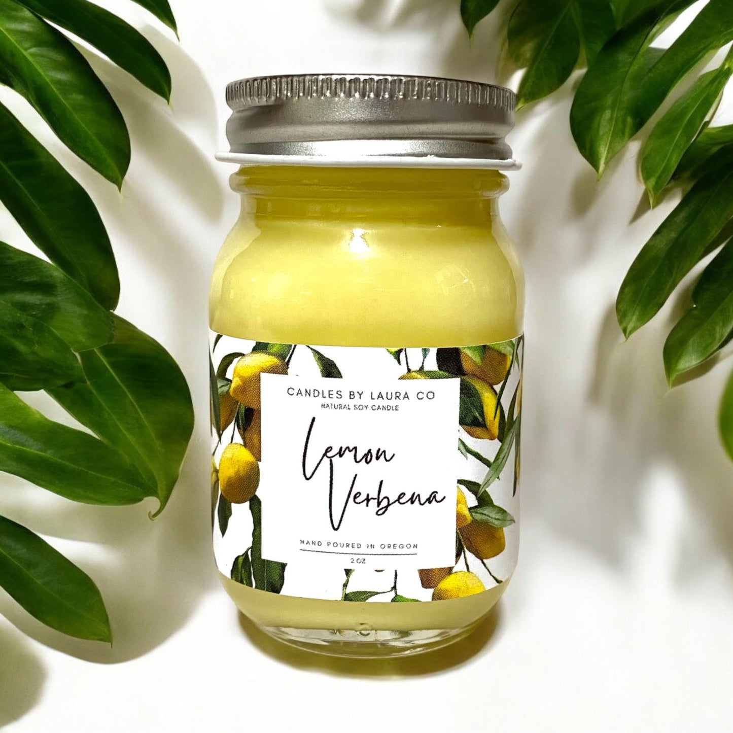 Candles, Candles by Laura Mini Mason Soy Wax Jar Candle, Lemon Verbena - 2oz