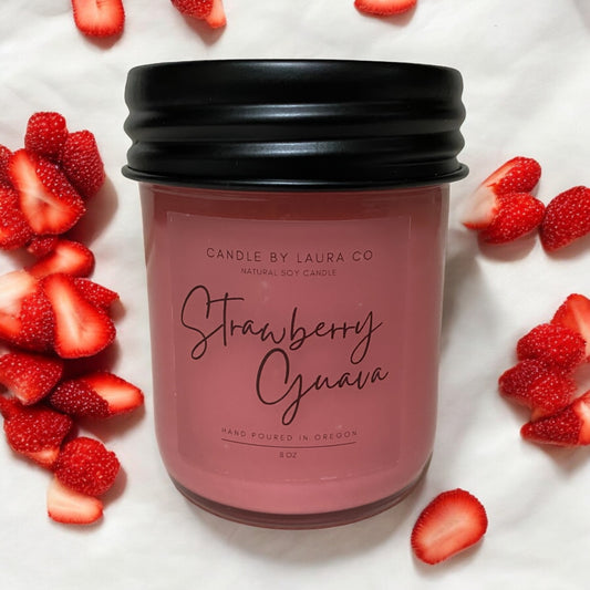 Candles, Candles by Laura Soy Wax Jar Candle, Strawberry Guava - 8oz