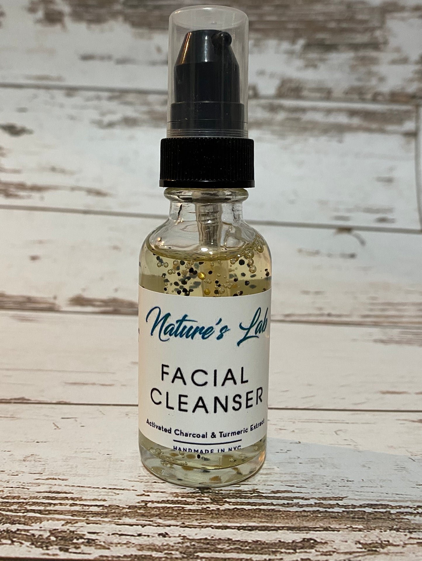 Limpiador facial, carbón activado de Nature's Lab y aceite de árbol de té con perlas de vitamina E - Limpiador/lavado facial desintoxicante 1oz